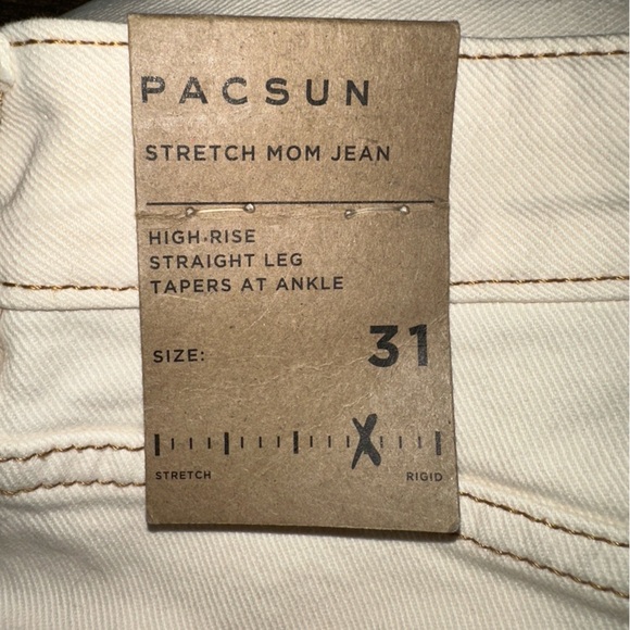 Pacsun Jeans Womens 31 Irish Cream Stretch Mom High Rise Straight Leg Denim NEW - Picture 5 of 8